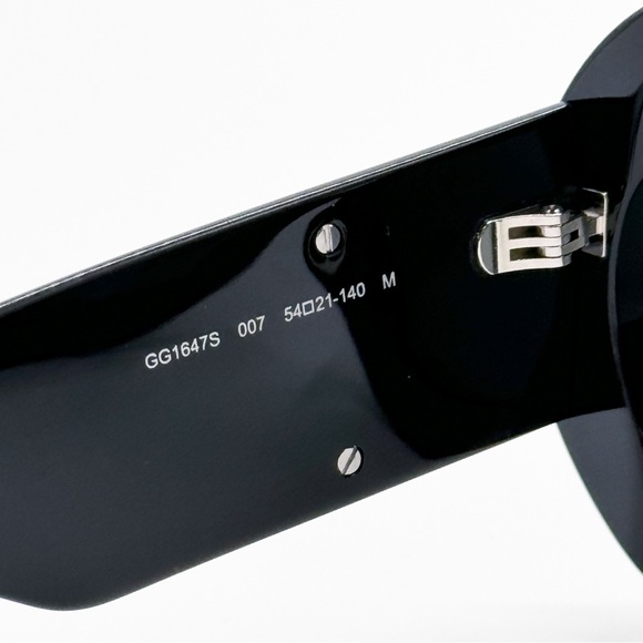 NEW GG1647S 007 GUCCI BLACK ROUND WOMEN SUNGLASSES GG 1647S 007 GUCCI - Picture 12 of 13